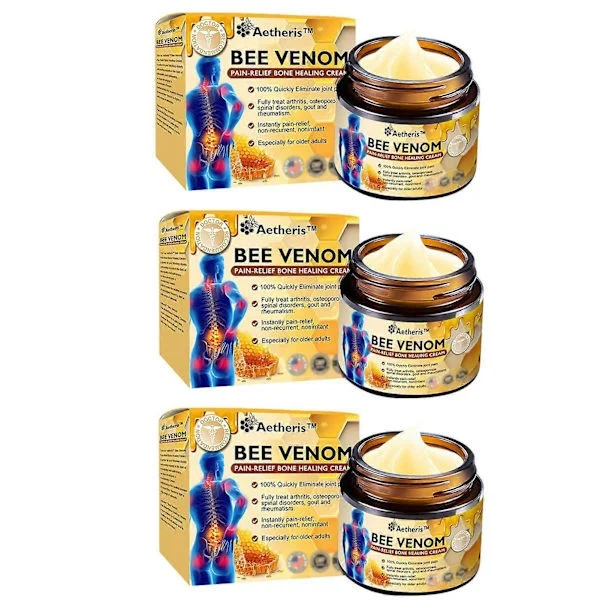 Bigift Bee Venom Bone Healing Cream, Bee Venom Joint Therapy Smärtlindrande Massagegel för Rygg, Nacke, Händer, Knän, Ländrygg (3st)