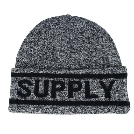 Herschel - Black cuff Beanie - Elmer Herschel Logo Beanie Heather Black/Black Cuff @ Hatstore