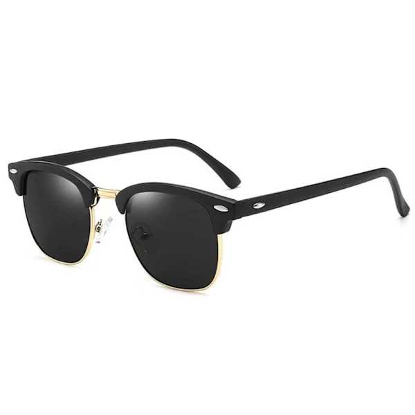 Matte Black Sunglasses Clubmaster Gold Black Glass