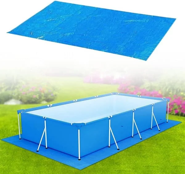 Swimmingpool gulvunderlag, 500x300CM overjordisk swimmingpoolmåtte, sammenklappelig rektangulær vandtæt gulvbeskytter til oppustelig swimmingpool