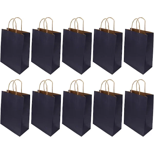 Kraftpapperspåsar som papperspåse för förpackning med handtag 10 stycken Vattentålig och oljebeständig i kaféer för bullar -