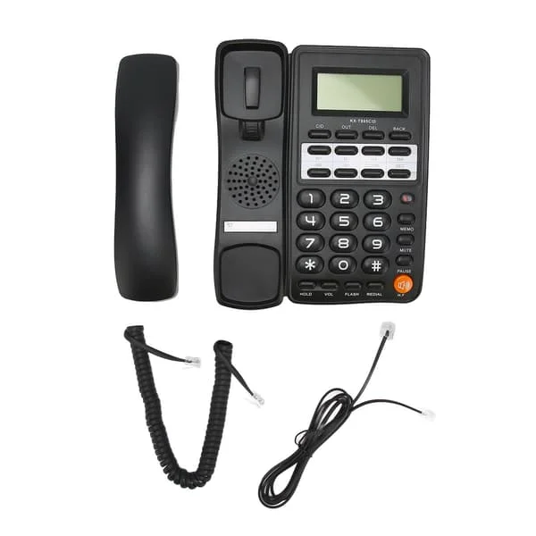 Fasttelefon med ledning, stor knapp, kablet telefon for hjemmekontor, hotell, eldre, svart