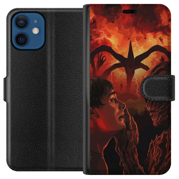 Kompatibelt Lommeboketui til Apple iPhone 12 mini Dramatiskt fantasylandskap med portalvesen, lyn og brannfulle røde nyanser for en intens atmosfære