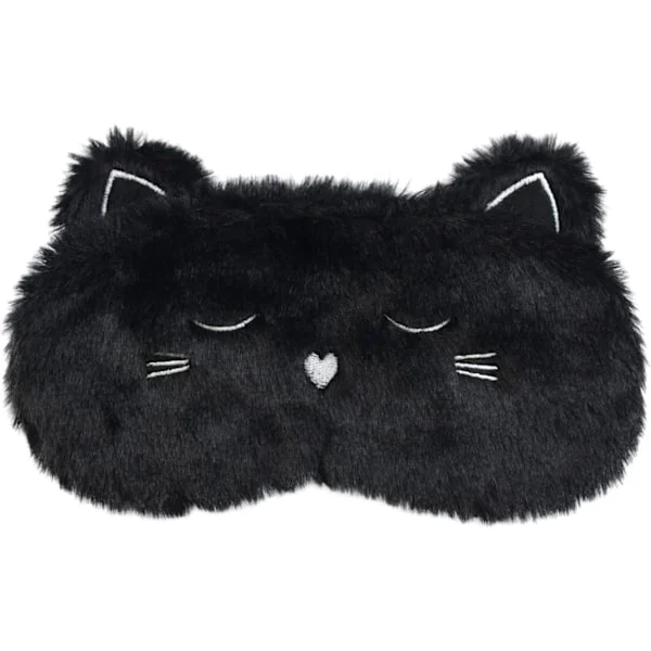 Sød Sovemaske, Sort Kat Blød Plysset Fluffy Sovemaske Sjove Tegneserie Killinger Blindfold Nyhed Øjenmaske Øjenskygge til Børn