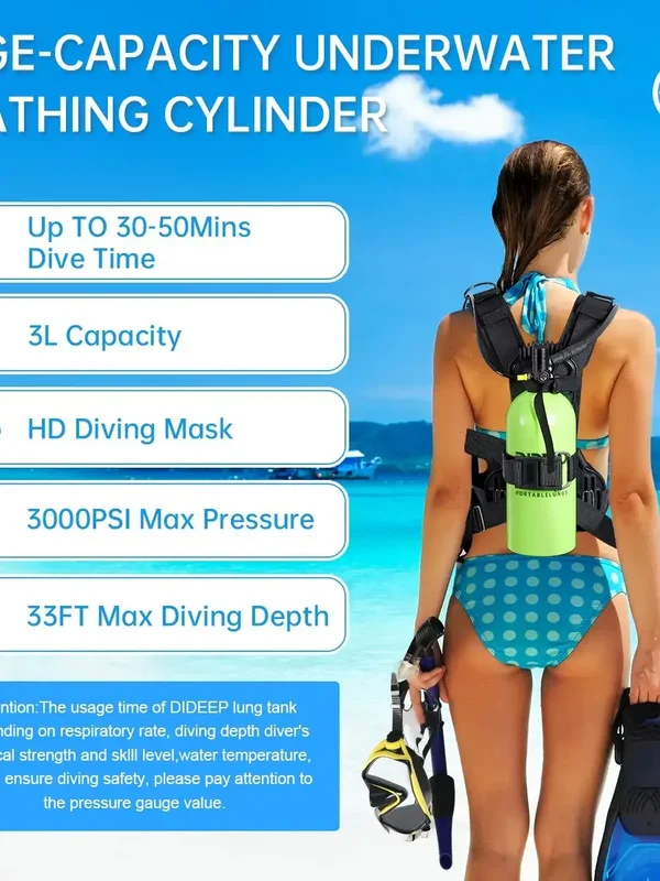 AliExpress - Ensemble de mini-cylindre de plongée DIDEEP 3L, jusqu'à 30-50 minutes de plongée sous-marine, bouteille de plongée facile à utiliser. 