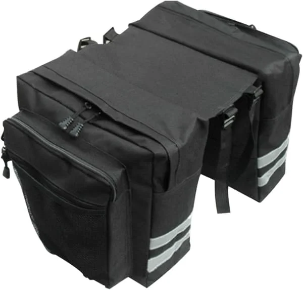 Multifunksjonell sykkelveske for sykkelsete bak, vanntett bag med refleks for bagasjebrett (svart)