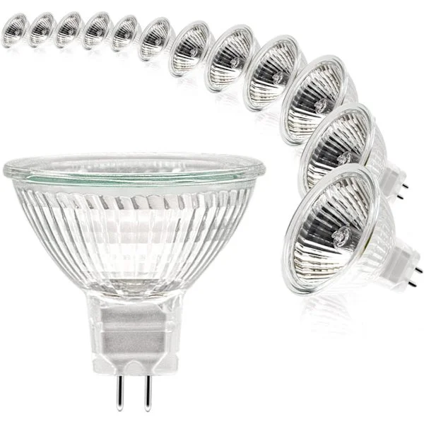 MR16 Halogenlampor, (12-pack) 12V 35W Halogenlampor Dimbar Glasskydd för Taklampa, 2-stifts Halogenlampor