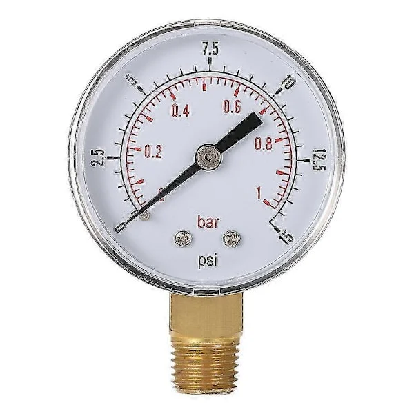【DT】50mm 0~15psi 0~1bar Bassengfilter Vanntrykk Skive Hydraulisk Trykkmåler Manometer 1/4" NPT Gjenge