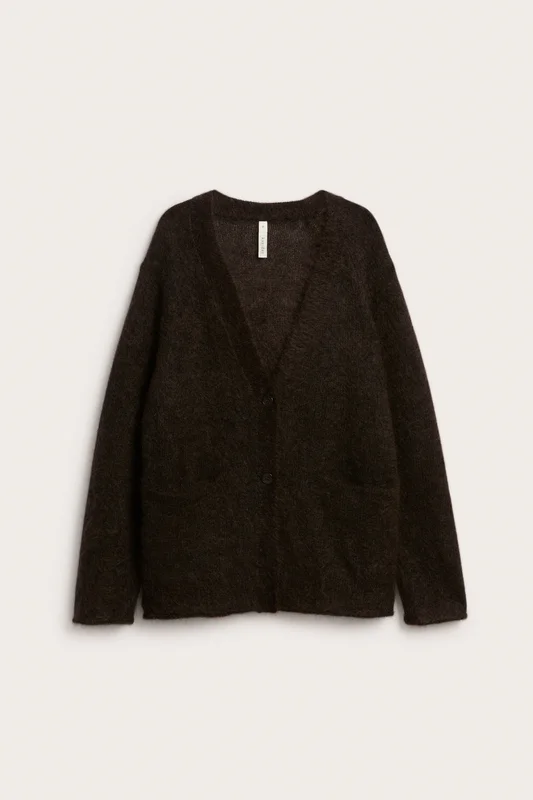 Kappahl | Strikket cardigan i mohairblanding Brun 2XL | Dame