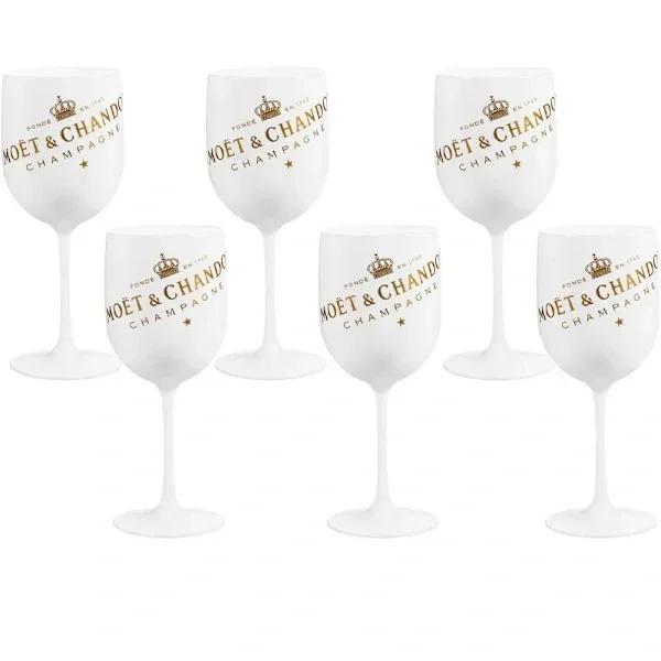 500 ml Moët Champagneglass Plast Akryl Champagneglass Vinglass HVIT 6 STK