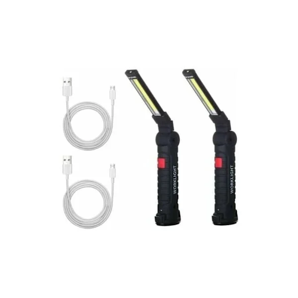 2 x COB Arbetslampa Uppladdningsbar LED LED-utsläpp COB ARBETE ARBETSLAMPA LED FUNGERAR LAD MED MAGNETISK BAS In,A