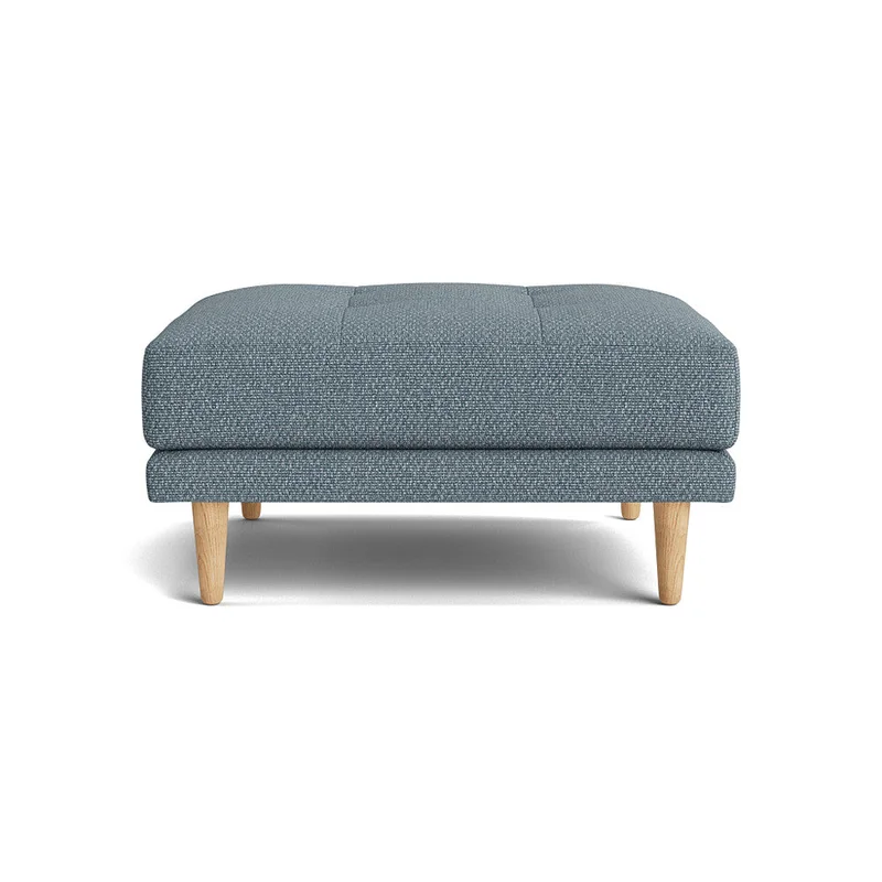 Cali puf - Nordic Blå - 81x71x40cm - Puf - Elegant siddeplads med lyse/mørke bøgetræsben - Funktionel puf til Cali-sofa serien - Behagelig