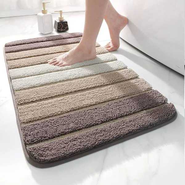 Halkfri badrumsmatta, 50 x 80 cm (beige), extra mjuk badrumsmatta, maskintvättbar
