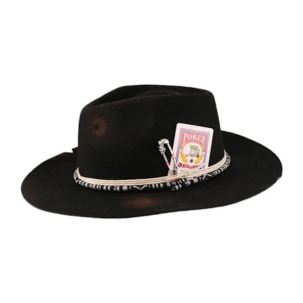 Vintage Poker Homburg Panama Hat Victorian Age Western Porkpie Hat Trilby Top Hat til middag udendørs afslappet brug sort