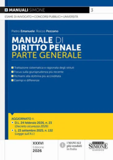 Manuale di diritto penale. Parte generale Pietro Emanuele