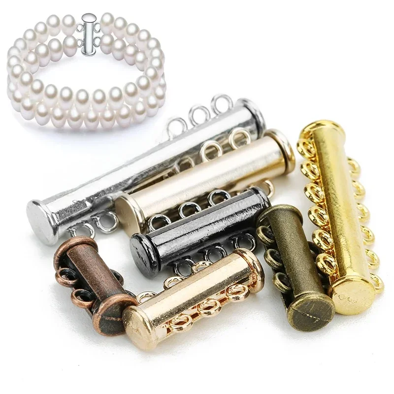 AliExpress - 5 stücke 2 3 4 5 6 8 Reihen Layered Rutsche Starke Magnetische Haken Crimp End Caps Schnallen Rohre Für halskette Armband Kette Schnalle 