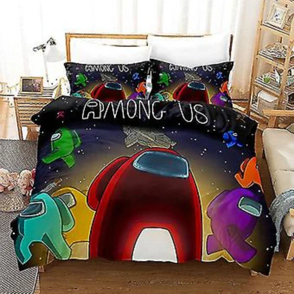 Au01 3D-printed Gama Among Us Bedding Set Duvet Cover Pillowcase Single Double Kids Christmas Gift{jkw} (SINGLE 135x200cm)