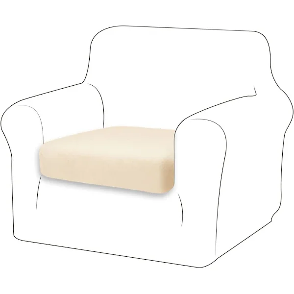 Sammetskuddfodral Soffa Kuddfodral Möbelskyddsfodral Soffa Säte Överdrag för Soffa 1 Sits Sammetskuddfodral för Stol (Elfenbensvit)