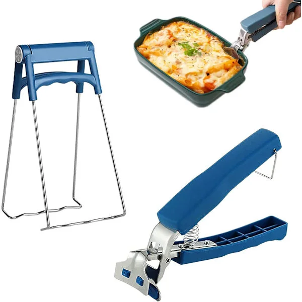 Ugnsklämmor, 1 st Anti-scald skålklämma, 1 st varm skålklämma med PP halkfritt handtag för bärbar Air Fryer ångugn (rostfritt stål)