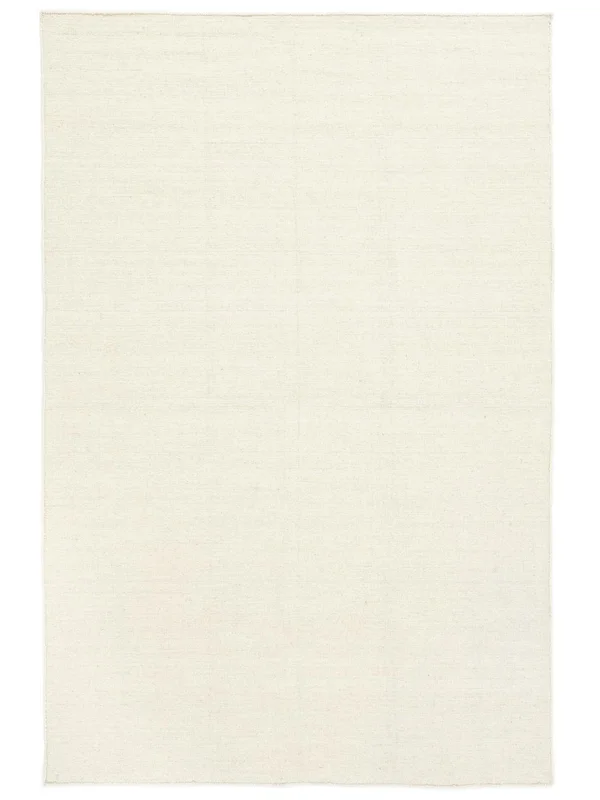 Handloom Flat 300X400 Large Natural White Plain (Single Colored) Wool Rug