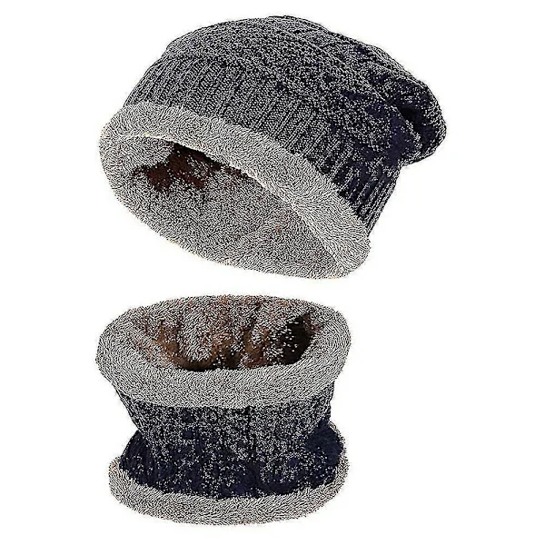 2-delat vintermössa halsduk set varm plysch stickad mössa stickat set presenter