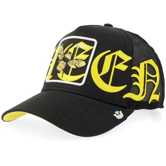 Goorin - Svart Caps - Old English Queen Black A-frame Trucker @ Hatstore