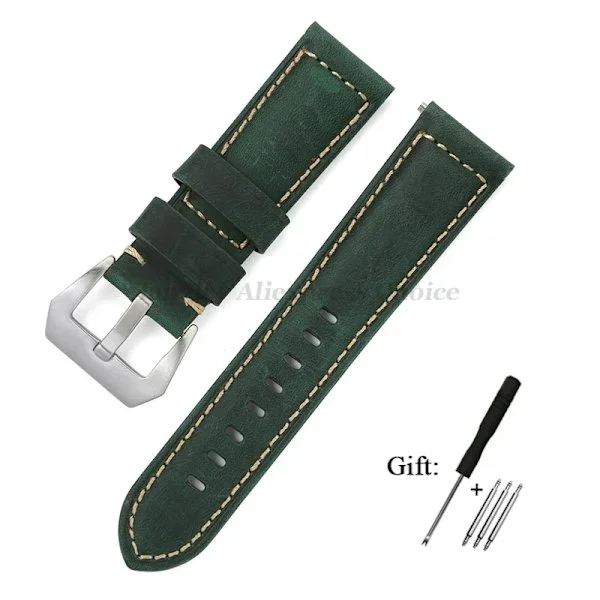Äkta Läder Klockarmband kompatibelt med Panerai Högkvalitativt Kohud Crazy Horse Armband Herr Sportarmband Klockarmband 20mm 22mm 24mm 26mm