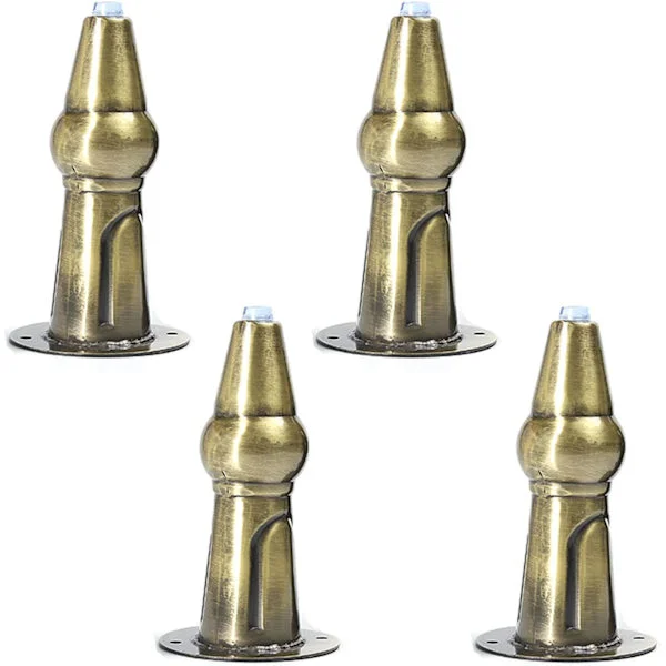 Set med 4 möbelben i metall, kalebassformade soffben, järnskåpsben, soffbordsben, sängben, TV-bänksben