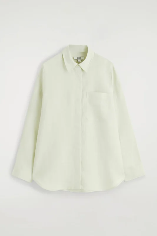 COS Women's Oversized Linen Shirt in Green