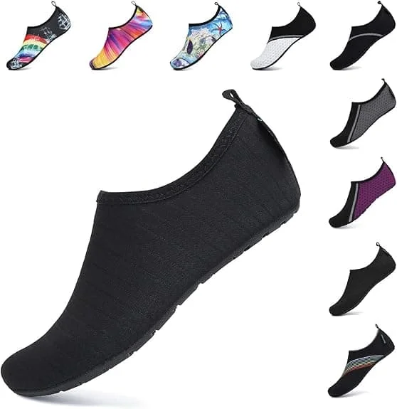 Beach Shoes for Men Women Unisex Water Shoes Aqua Socks Quick Dry Swimming and Water Beach Swim Shoes, Black, 36-37EU