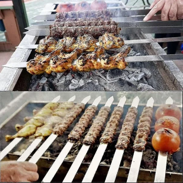 Bbq Grillspyd, Tyrkiske grillspyd med trehåndtak, Kebabspyd i rustfritt stål, For Koobideh Kebab, Tyrkisk stil Bbq -Yx