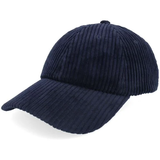 Upfront - Blauw unconstructed Cap - Allan Corduroy Cap Navy Dad Cap @ Hatstore