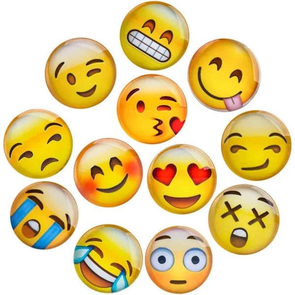 Magnetiske emoji, 12-pakning 3D-glass smilende emoji-kjøleskapsmagneter for kjøleskap og whiteboard (1,18 tommer) Emoji-stiler tilfeldig