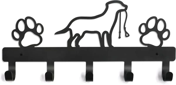 Hunde-båndholder for vegg, dekorative hundebåndkroker i metall for vegg, hundebåndhenger-organisator veggmontert med 5 kroker, hundeutstyr 