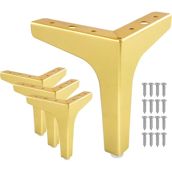 15 cm Triangelformade Möbelben, Uppsättning om 4 DIY Metall Diamant Soffben, Ersättning för Skåpbordssoffben Stolsben (Guld)