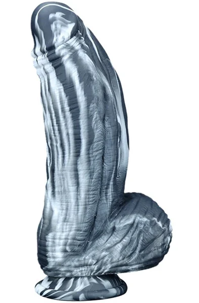 Silicone Dildo Fat Dick Black-White 25cm Monster dildo - Blushme.se