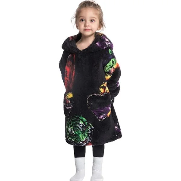 Children's Oversized Blanket Hoodie, Little Girls Boys Soft Fleece Hooded Wearable Blanket, Fluffy Giant Sweatshirt for Toddlers