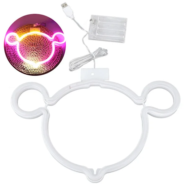 LED Neon Lys Skilt USB Eller Batteridrevet PVC og ABS Neon Vegglampe for Soverom Barnerom Bryllup