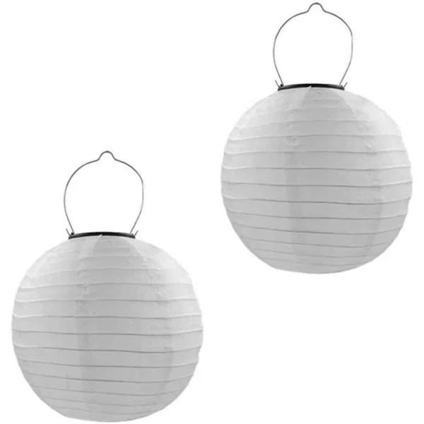 Qedertek Lyktor Solcell Utomhus 20 cm Solcell LED Lykta Vattentät Nylon Hängande Trädgårdslykta Solcellsbelysning för Trädgård, Gård, Uteplats, 