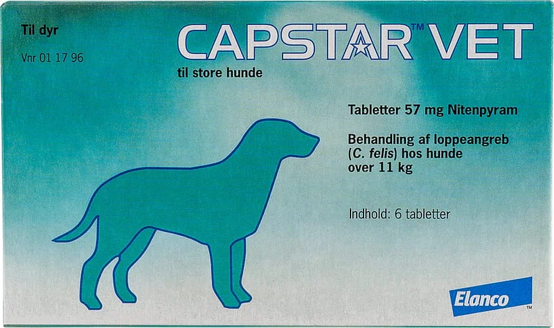 Capstar Vet Tablet til Hund og Kat 57 mg, Medicin & Pleje, Flåter & Lopper, Flåt- Og Loppemiddel Til Hunde