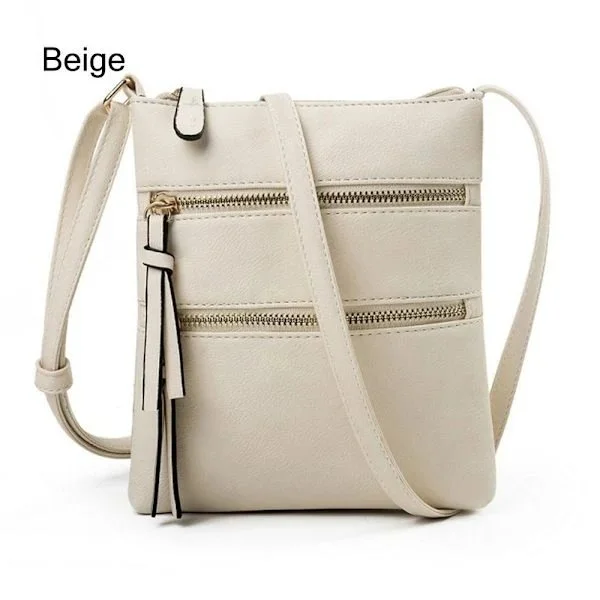 Crossbody-taske til kvinder med lynlås, BEIGE Beige Beige-tfrf Beige