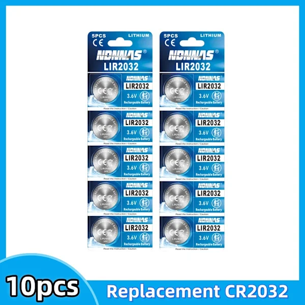 2-50 STK LIR2032 genopladeligt batteri 3,6V erstatning CR2032 lithium-ion batteri 40mAh lithium celle mønt batterier