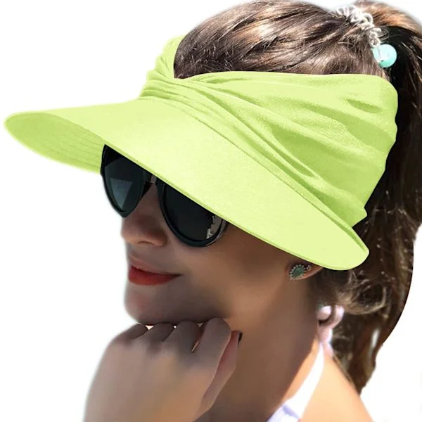 Dam solskydd keps bred brätte UPF 50+ UV-skydd sommar topless strandhatt hopfällbar snabbtorkande solskydd strand sport keps gul