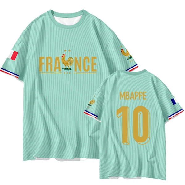 Frankrig Fodbold T-shirt 2026 VM Afslappet Fodbold T-shirt Åndbar Sports Fan Trøje Kortærmet*Børn 140*TWTX6307