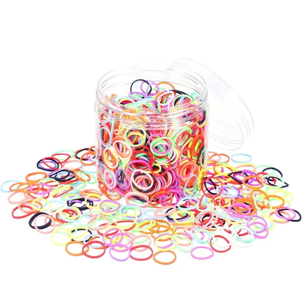 2000 stk. Mini Elastikker, Elastiske Hårbånd, Bløde Hårelastikker med Æske til Børn, Hårstyling, Bryllupsfrisure (10 Farver)[BT]