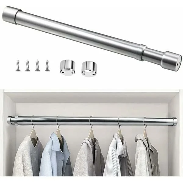 Utbyggbar garderobsstång i rostfritt stål 51 cm till 80 cm Justerbar teleskopisk gardinstång Rostskyddad utdragbar garderobsrör för garderob Badrum