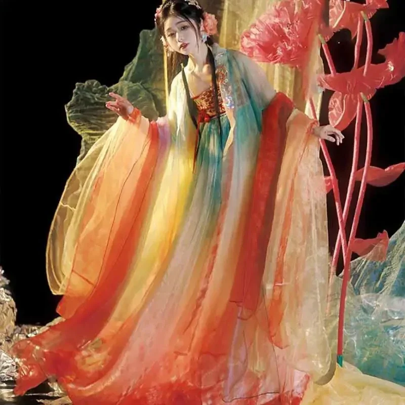 AliExpress - 2025 Hanfu Kleid Frauen Chinesische Traditionelle Stickerei Hanfu Weibliche Karneval Fee Cosplay Kostüm Hanfu Orange Kleid Plus Größe
