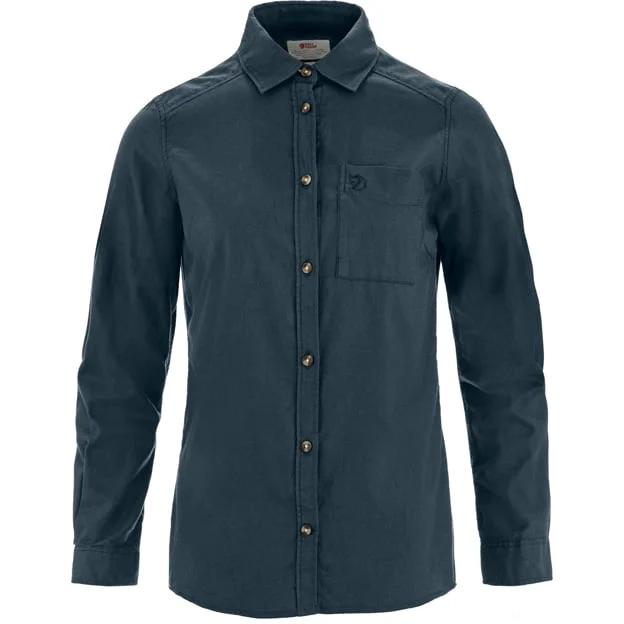Fjällräven Women's Övik Lite Flannel Shirt T-Shirt in Navy | Size: Large, Cotton