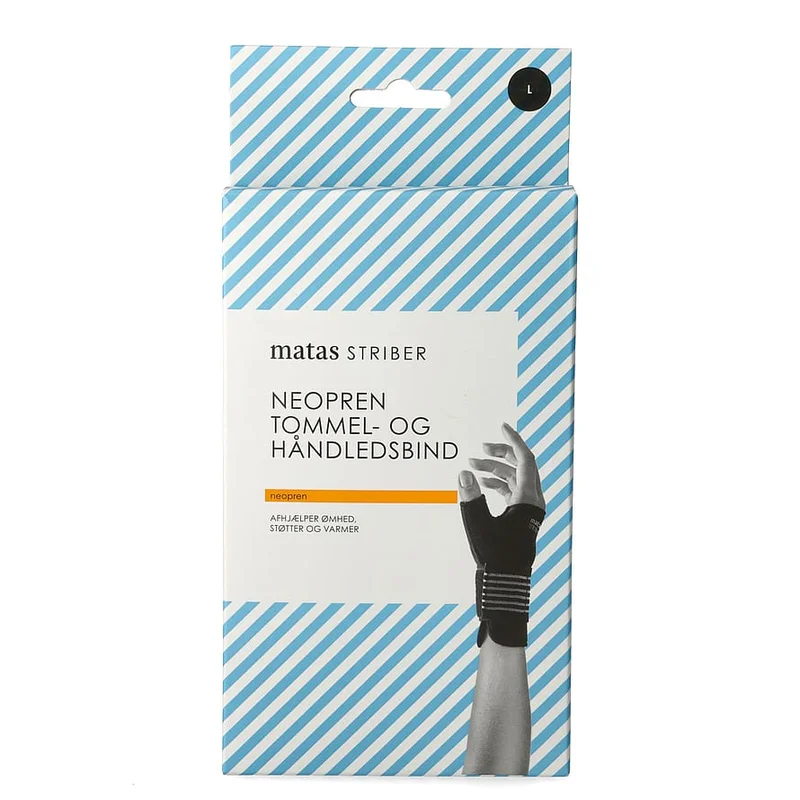 Spar 20% • Køb 2, Matas Striber Neopren Håndled/Tommelbind Sort L, Sport & Velvære, Støttebind, Håndledsstøtte