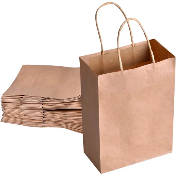 Stora bruna papperspåsar, anpassa med pennor och markörer, robusta och hållbara miljövänliga återvunna papperspåsar, 100-pack mångsidiga för fester 